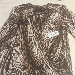 INC International Concepts Brown Animal Print Blouse